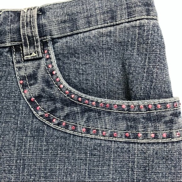 REGINA Vintage Y2K Denim Skirt with Rhinestones size  38 - Picture 2 of 11